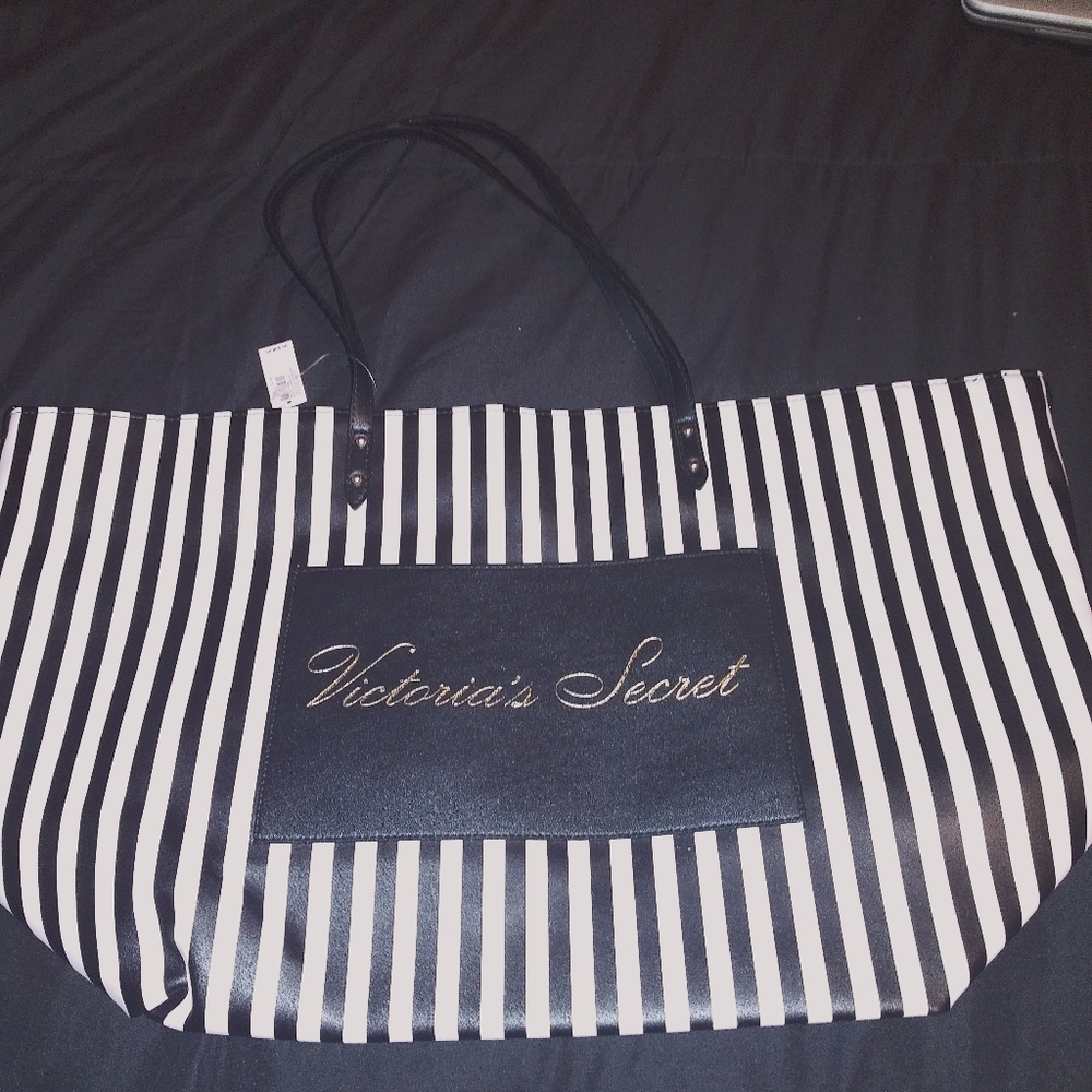 Victoria's secret tote bag, pink and black